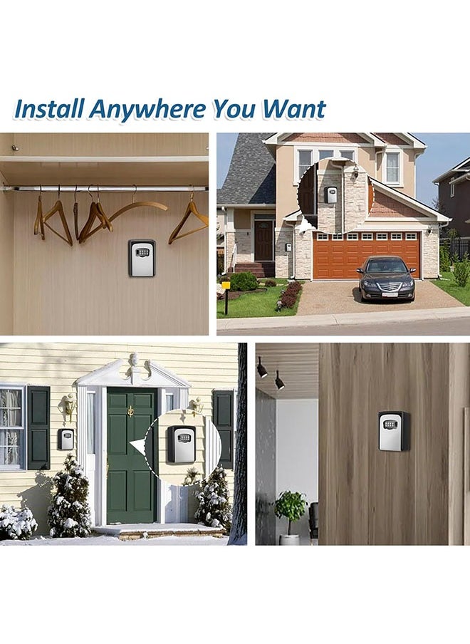 Arabest - Outdoor Key Storage Box,4 Position Metal Safety Deposit Box Storage Lock Box with Key Outdoor Wall Mounted Organizer - Image 1