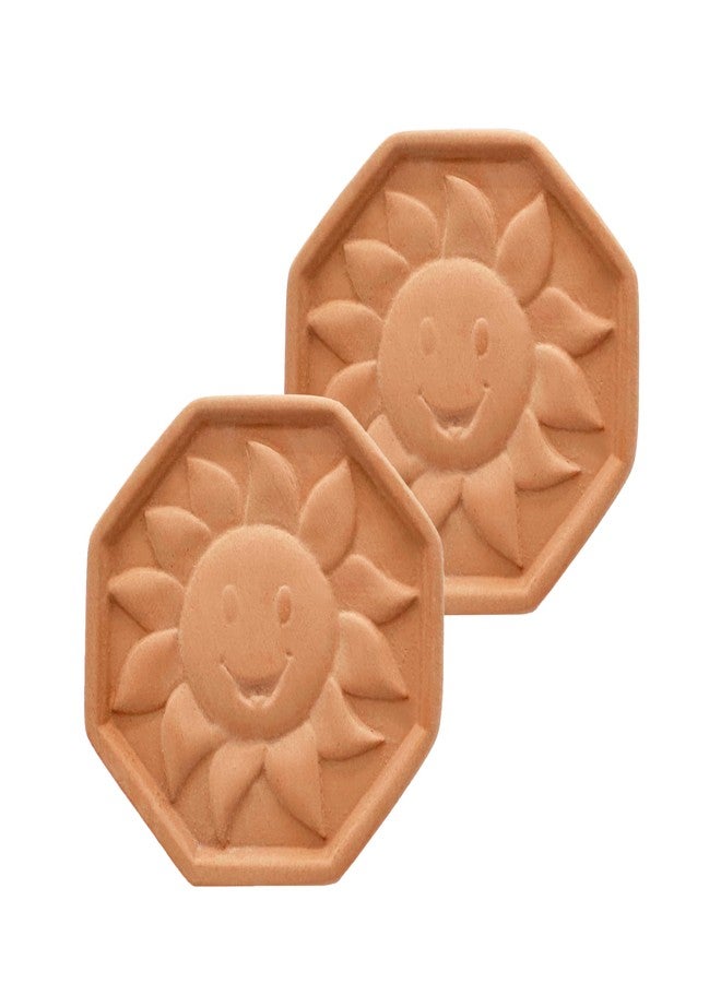LONGTEAM 2 Pack Terracotta Brown Sugar Saver and Softener Disc with Elegant Sun Design, Multiple Uses for Food Storage Containers, Reusable and Food Safe (2 Pack Sun) - Image 1