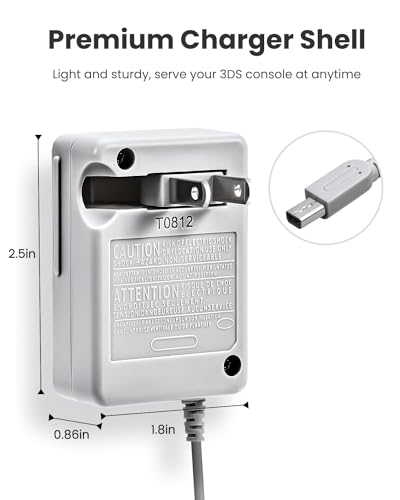VOYEE 3DS Charger, VOYEE 3DS Charger Compatible with Nintendo 3DS/ DSi/DSi XL/ 2DS/ 2DS XL/New 3DS 100-240V Wall Plug Adapter - Image 3