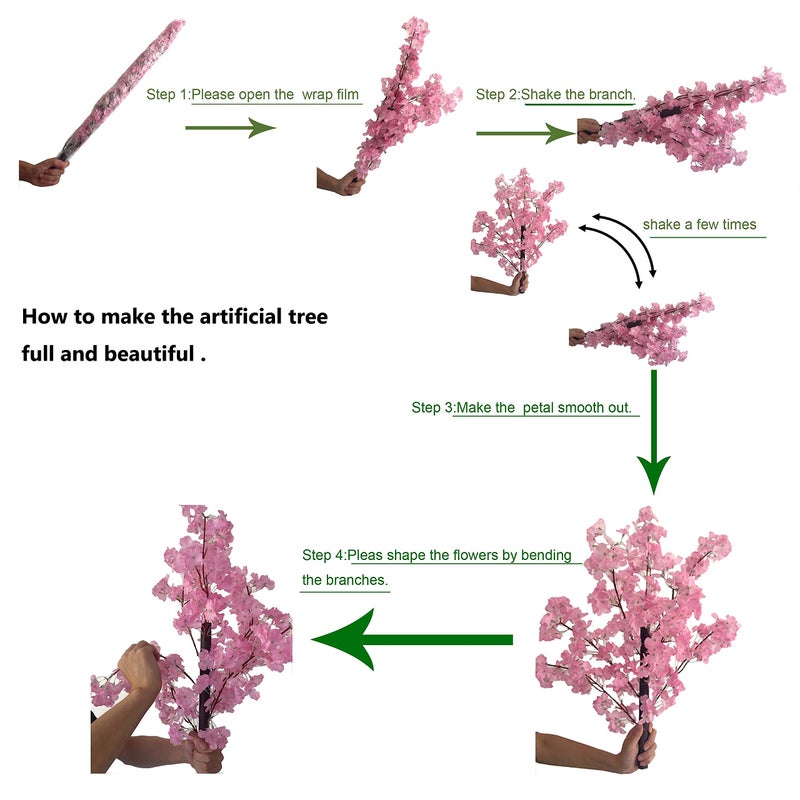 Vicwin-One Artificial Cherry Blossom Trees Handmade Light Pink Tree Indoor Outdoor Home Office Party Wedding (4FT Tall/1.2M) - Image 2