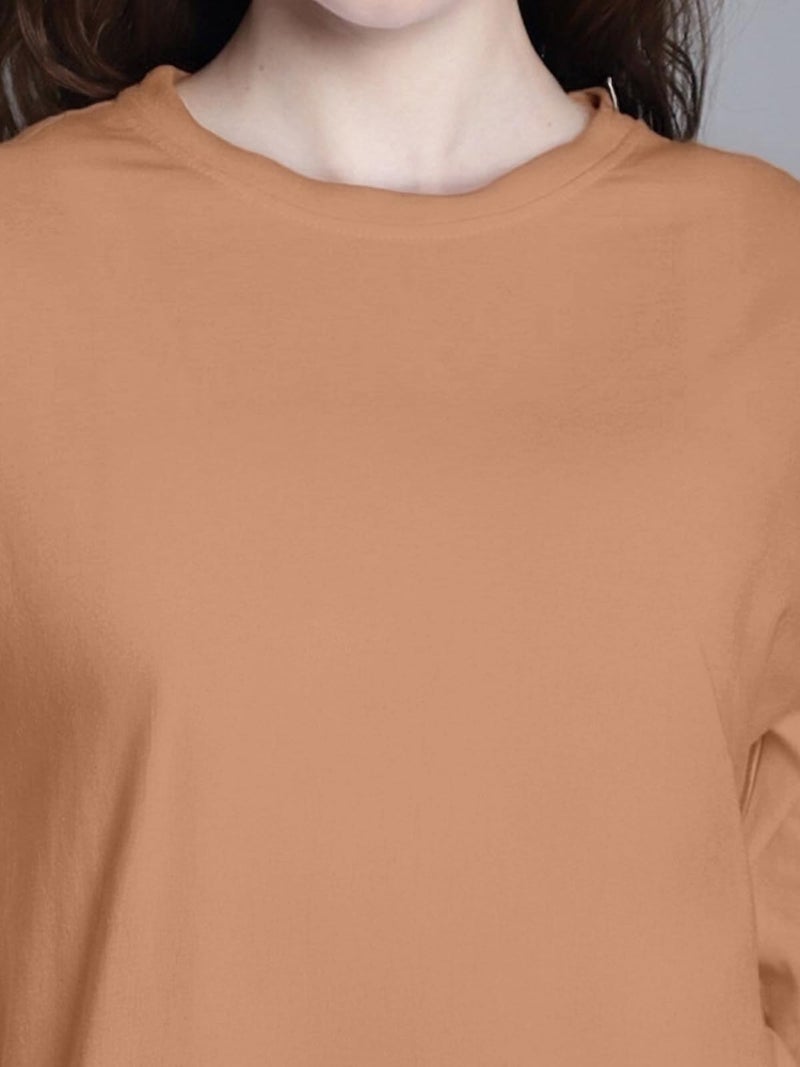 JUNEBERRY® Cotton Round Neck Regular Fit Solid Core Full Sleeve T-Shirt Combo for Women & Girls (Pack of 2) (PO2_JB_FS_SW_CR_S) - Image 4