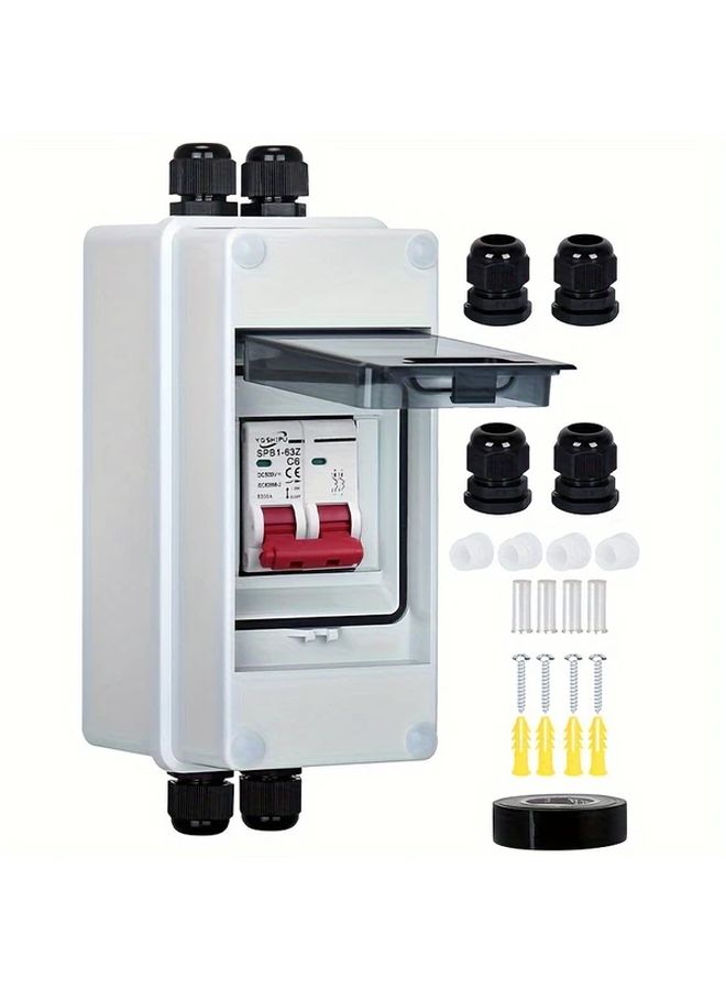 Solar Circuit Breaker Box 500V DC 16A Miniature Breaker White Plastic Indoor Outdoor Use - Image 1