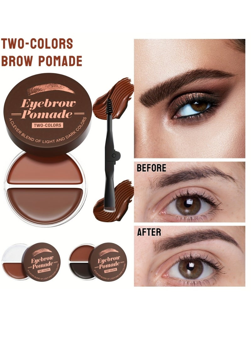 HelloKiss 2 Color Eyebrow Pomade Natural Long Lasting Waterproof Eyebrow Makeup Gel with Eyebrow Brush Eyebrow Color Cream and Eyebrow Styling Brow Shaping Gel Pomade Light Brown and Black 02 - Image 3