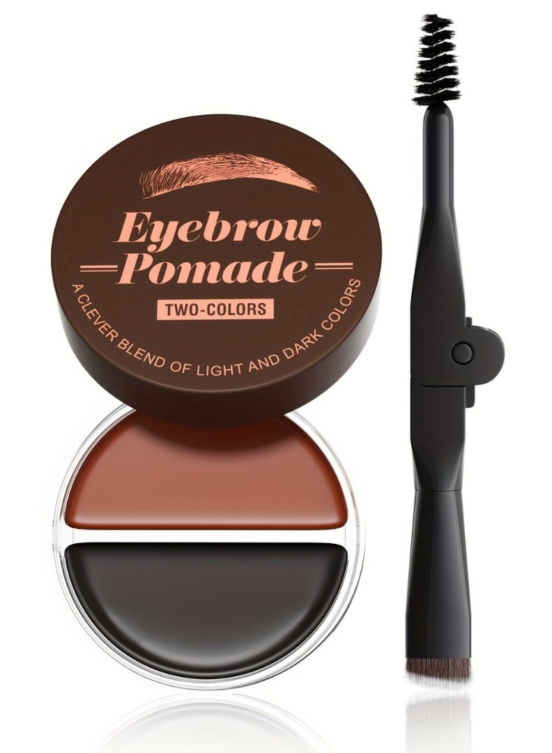 HelloKiss 2 Color Eyebrow Pomade Natural Long Lasting Waterproof Eyebrow Makeup Gel with Eyebrow Brush Eyebrow Color Cream and Eyebrow Styling Brow Shaping Gel Pomade Light Brown and Black 02 - Image 1