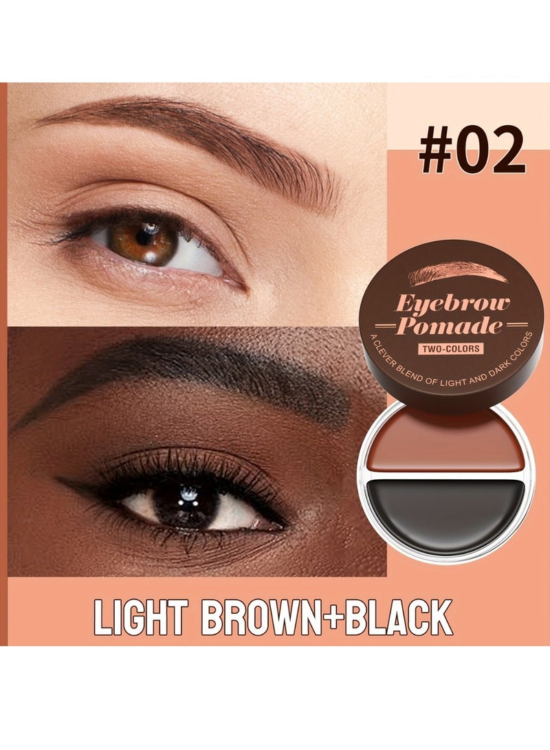 HelloKiss 2 Color Eyebrow Pomade Natural Long Lasting Waterproof Eyebrow Makeup Gel with Eyebrow Brush Eyebrow Color Cream and Eyebrow Styling Brow Shaping Gel Pomade Light Brown and Black 02 - Image 2