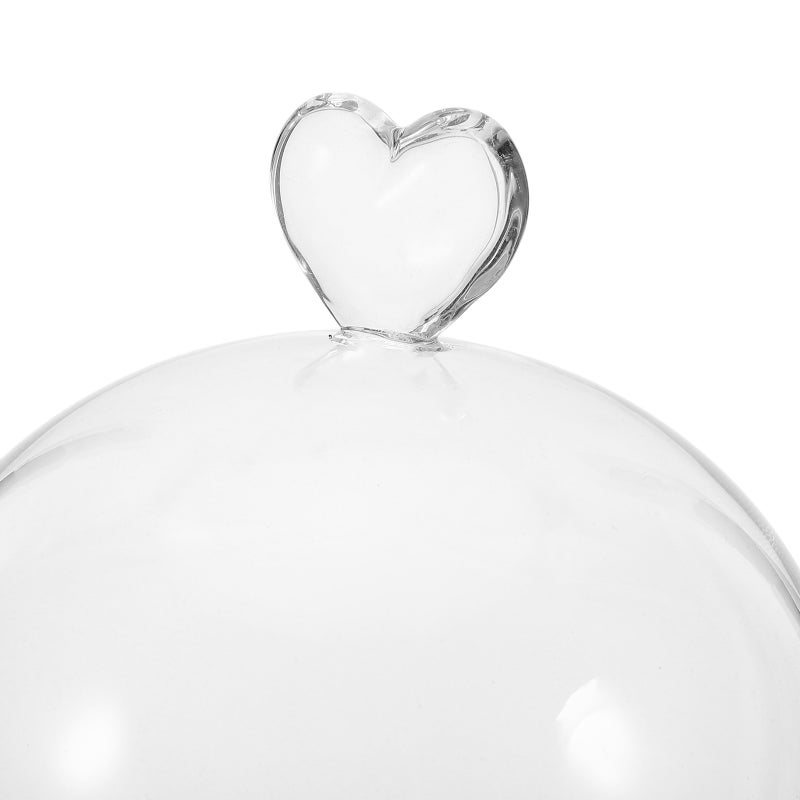 Glass Display Cloche Dome: Decorative Heart Jars With Wood Base - Empty Transparent Bottle For Diy Collectibles Eternal Preserved Flowers Centerpieces - Image 2