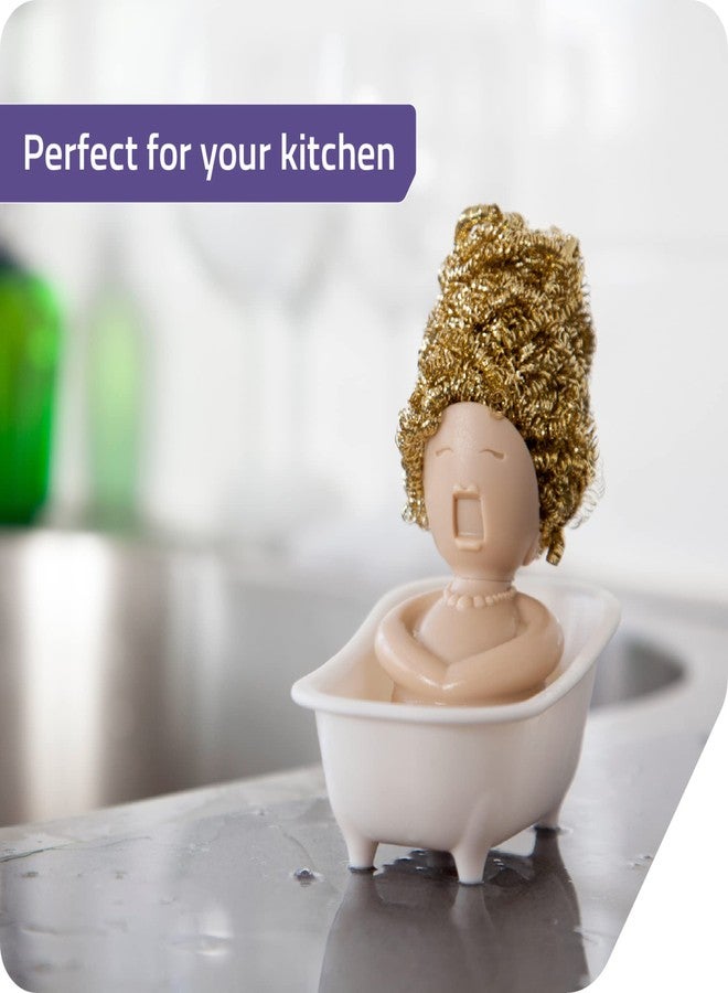 PELEG DESIGN - Soap Opera Sponge Holder for Kitchen Sink Cute & Funny Dish Scrubber Holder Kitchen Organizer- Includes 1 Metal Scrubber - Image 2