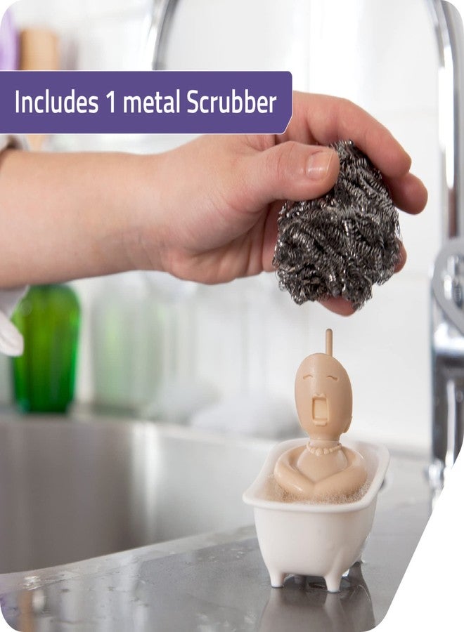 PELEG DESIGN - Soap Opera Sponge Holder for Kitchen Sink Cute & Funny Dish Scrubber Holder Kitchen Organizer- Includes 1 Metal Scrubber - Image 4