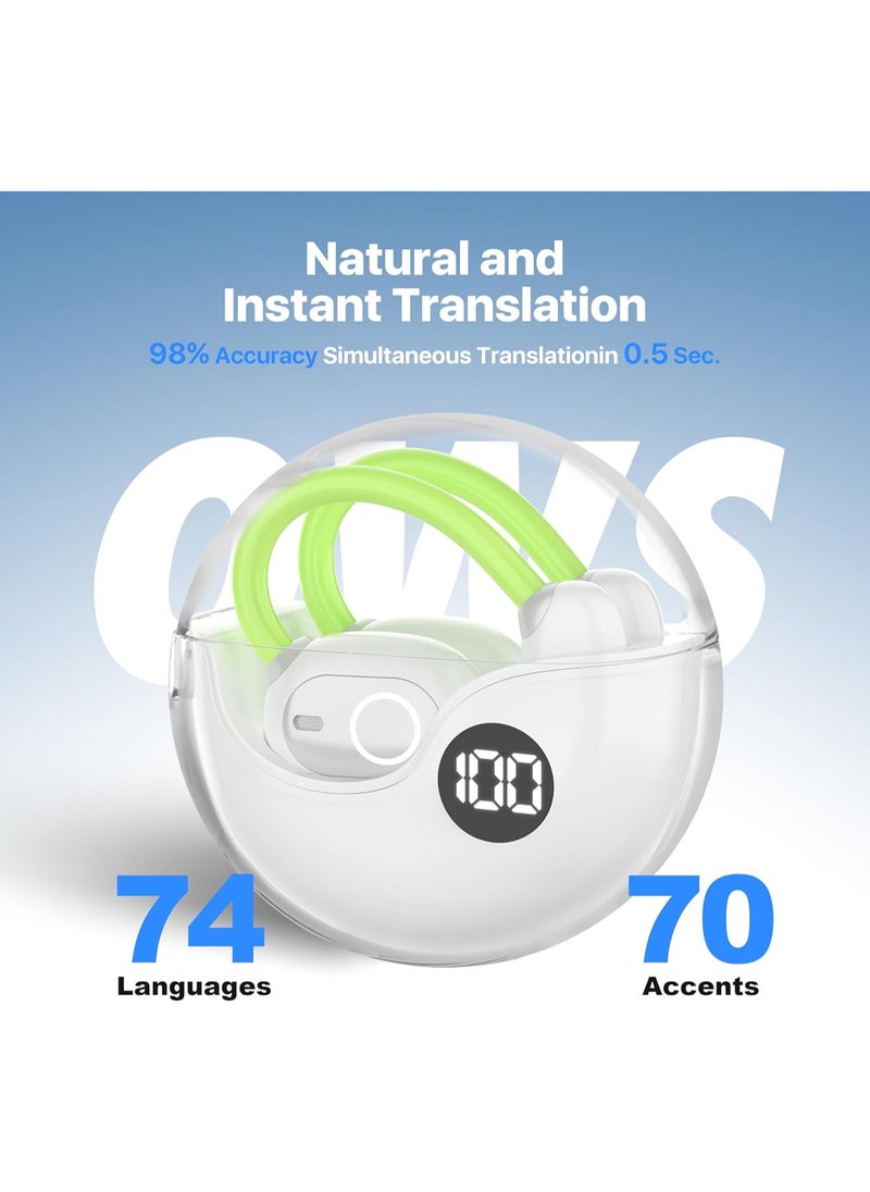 xozgdovg - Translation Earbuds, Language Translator Earphone in Real Time Supports 144 and 8 Offline 3-in-1 OWS Translation Earbuds fit iOS u0026 Android Ideal for Travel and Business (Milky White) - Image 1