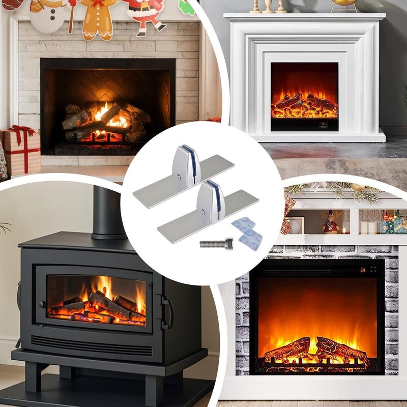 Fireplace Metal Glass Holder Bracket Feet - Heavy Duty Accessory with Adjustable Clips,Fire Door Free Standing Brackets - for Winter Indoor Home Holiday Birthday Party Offices Dormitory Apart - Image 4