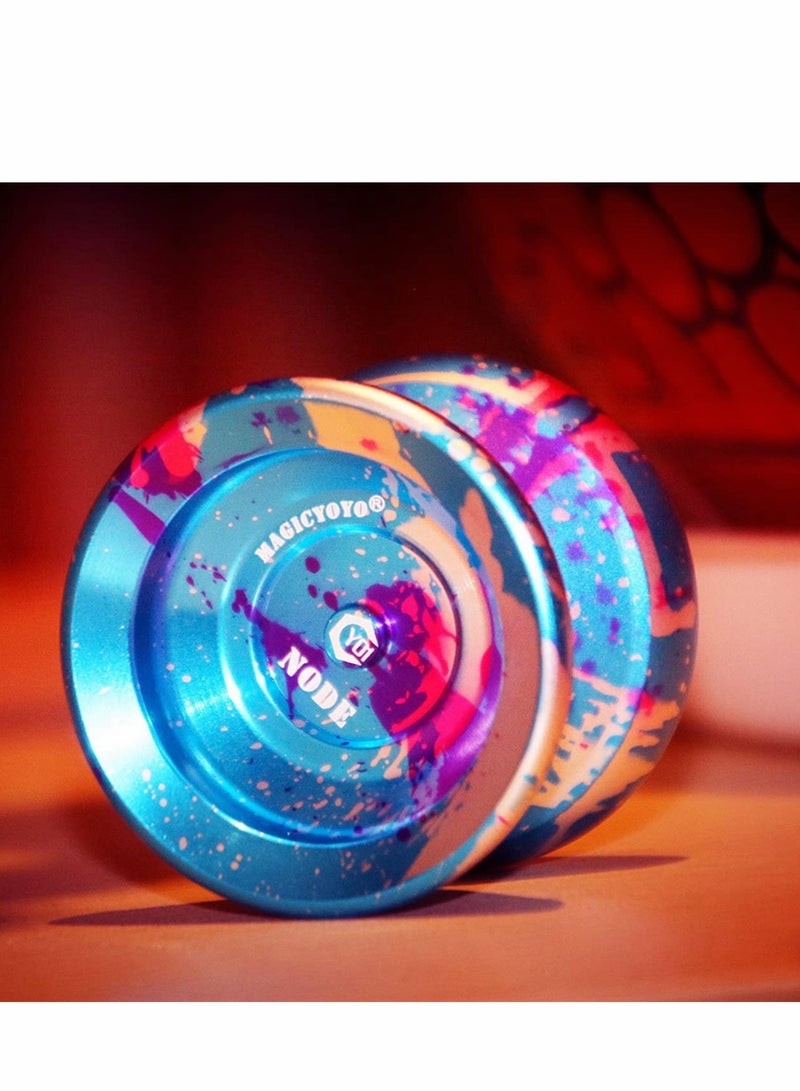 Colorful Y01 Node Professional Yoyo with Long Spin Time Includes Gloves Bag and 5 Replacement Strings Blue Pink Silver - Image 2