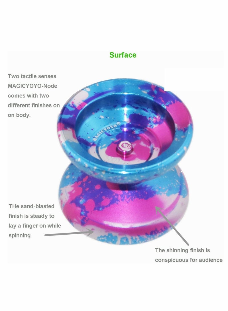 Colorful Y01 Node Professional Yoyo with Long Spin Time Includes Gloves Bag and 5 Replacement Strings Blue Pink Silver - Image 3