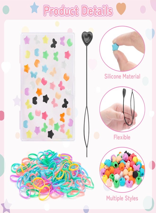 Dalycro 60PCS Silicone Hair Beads for Kids Girls Braids, 5mm Butterfly Heart and Star Washable Hair Beads 10 Colors for Girls Braids Accessories Kids Crafts - Image 5