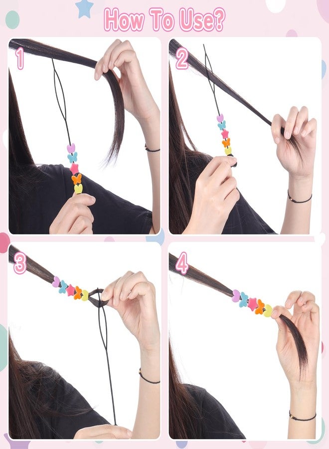 Dalycro 60PCS Silicone Hair Beads for Kids Girls Braids, 5mm Butterfly Heart and Star Washable Hair Beads 10 Colors for Girls Braids Accessories Kids Crafts - Image 3
