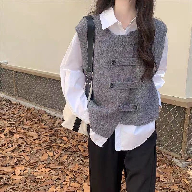 Trendy New Irregular Vest 2025 Design Niche Western Style Sleeveless Waistcoat Cardigan Top - Image 2