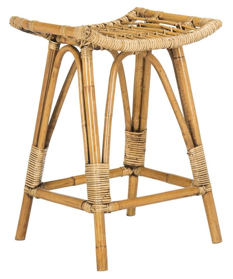 Safavieh Home Collection Leda Brown Rattan 26inch Counter Stool