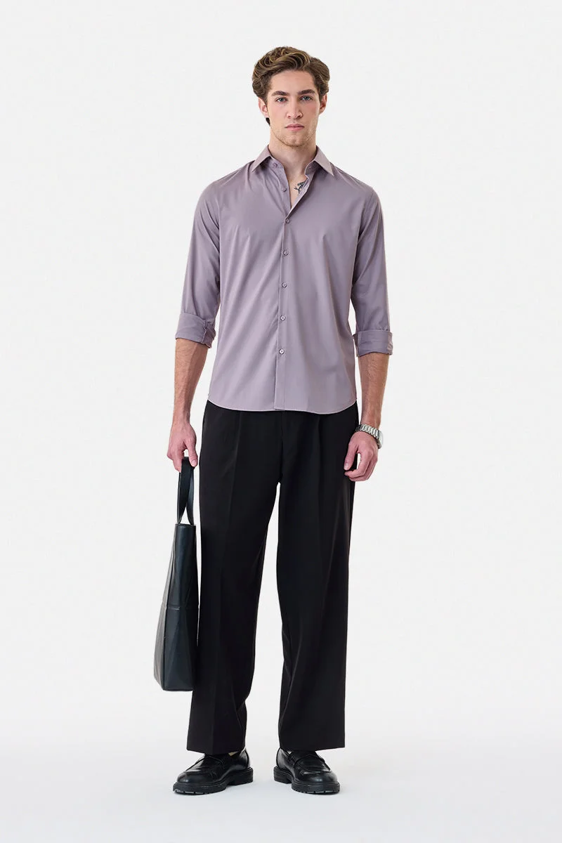 SNITCH Mauve Solid Long Sleeve Slim Fit Luxe Shirt