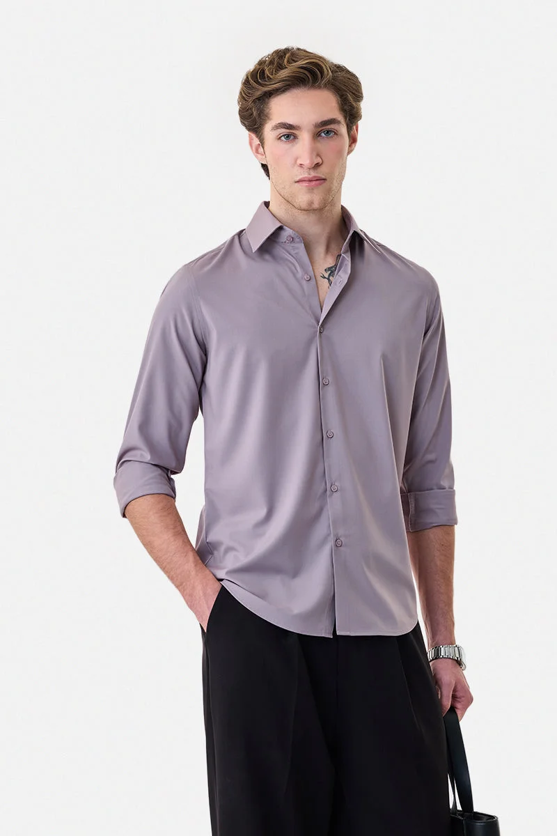 SNITCH Mauve Solid Long Sleeve Slim Fit Luxe Shirt