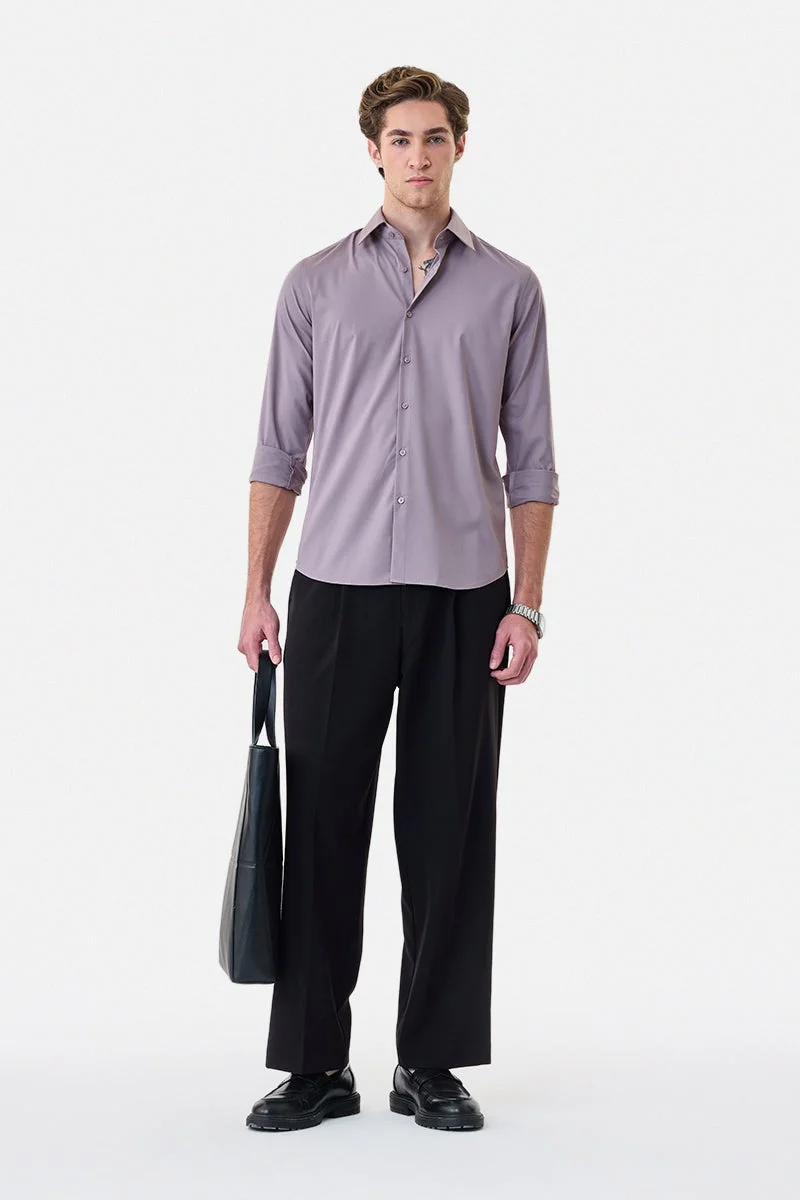 سنيتش Mauve Solid Long Sleeve Slim Fit Luxe Shirt