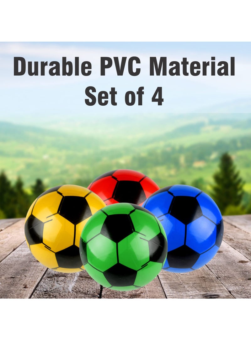 SOLARAE PVC Plastic football for Kids, Indoor Outdoor Play Beach, Home, Birthday, Park, School Fun Fair, Swimming Pool,& Parties Soccer Shoot toy balls Lightweight Adjustable Inflatable Random Color(4 Pack) - Image 4