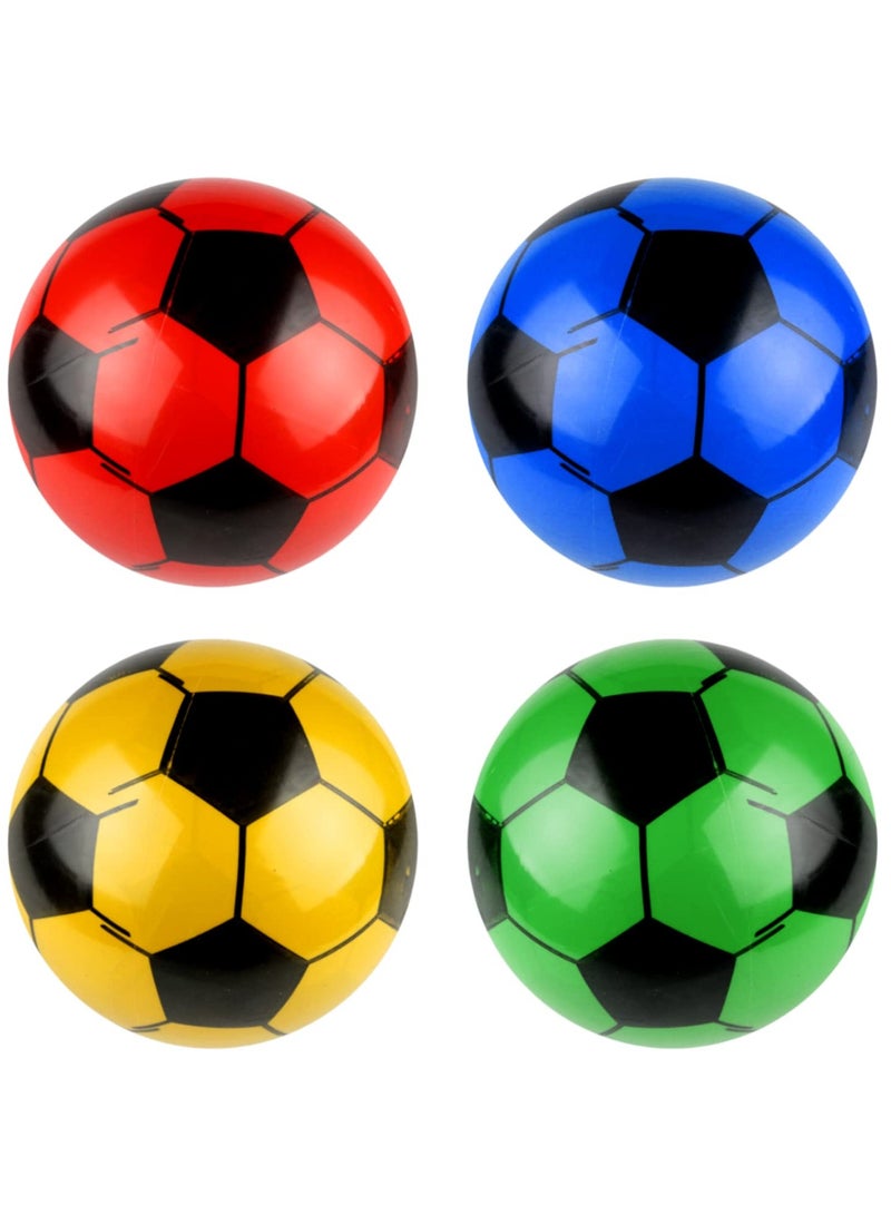 SOLARAE PVC Plastic football for Kids, Indoor Outdoor Play Beach, Home, Birthday, Park, School Fun Fair, Swimming Pool,& Parties Soccer Shoot toy balls Lightweight Adjustable Inflatable Random Color(4 Pack) - Image 1