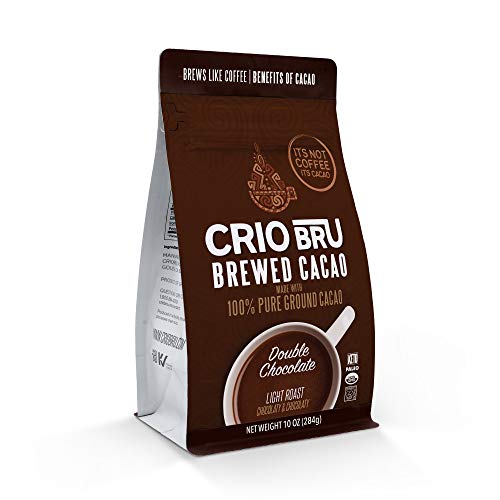 Crio Bru Brewed Cacao Double Chocolate Light Roast - Coffee Alternative Natural Healthy Drink | 100% Pure Ground Cacao Beans | 99.99% Caffeine Free, Keto, Low Carb, Paleo, Brew And Enjoy Hot or Iced (10oz) - Image 1