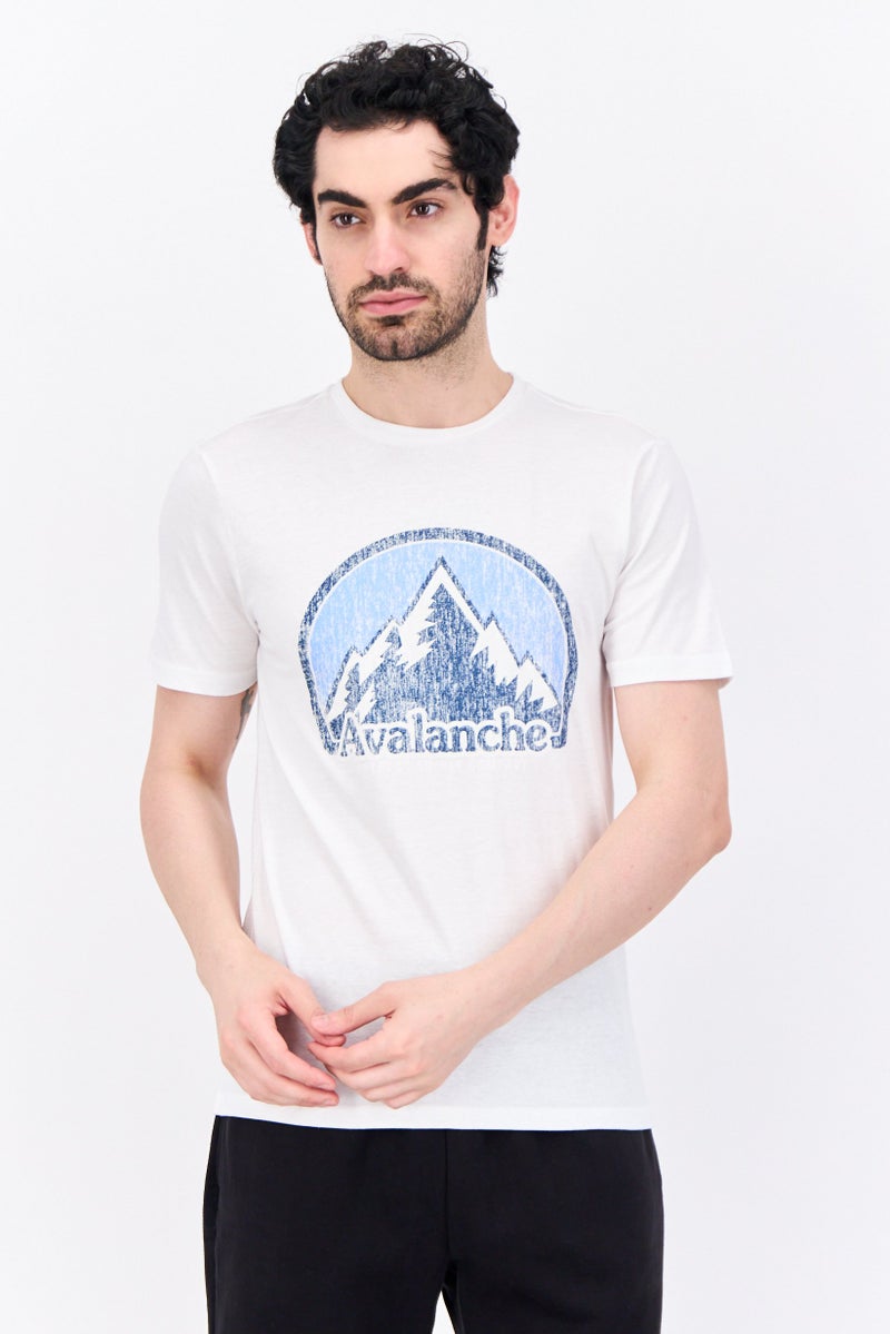 Avalanche Men Sportswear Fit Short Sleeves Outdoor T-Shirt, White Combo - Image 1