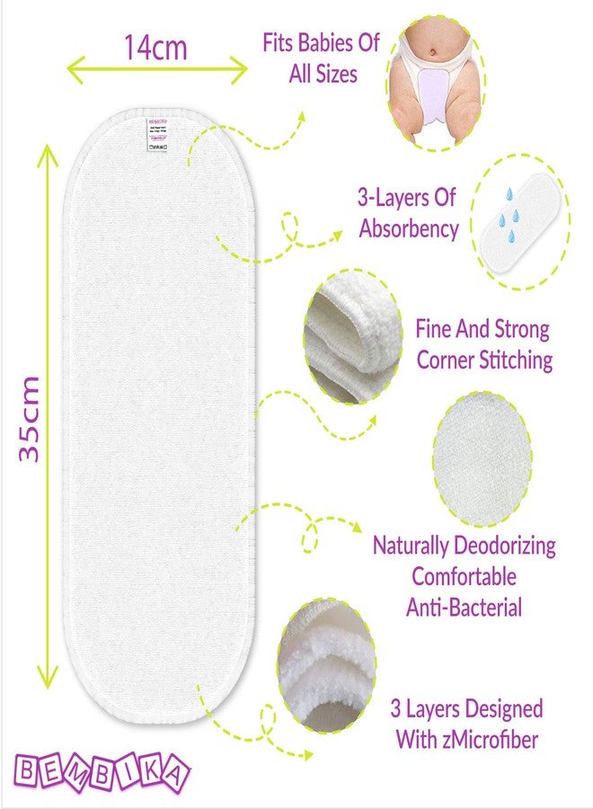 Bembika 3-Layer Micro Fiber Inserts for Cloth Diaper,Reusable Washable Diaper Liners for Baby Cloth Diapers (Pack of 10) - Image 2
