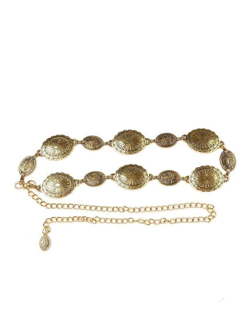 عنوان: حزام سلسلة ميتال غربي للنساء بأبازيم مزخرفة لحمل مع الفساتين والجينزات وملابس الحفلات الغربية - Image 2