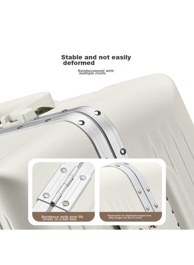 OIWAS Aihua Xingzhe Series Luggage, 20-inch Aluminum Frame Suitcase, Carry-on For Women And Men, Business Travel Case, 6672 Ivory White - Image 3