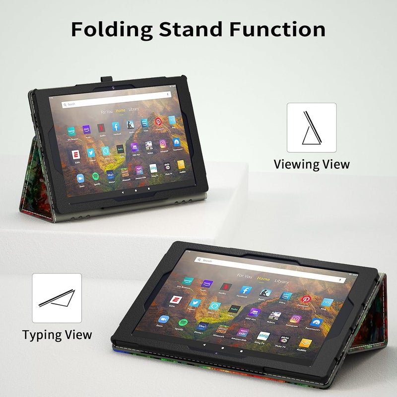 annapro Case for Amazon Kindle Fire HD 10 Tablet (ONLY Fit 11th Generation 2021 Release) & Fire HD 10 Plus Tablet - Slim Folding Stand Folio Cover with Auto Wake/Sleep and Hand Strap, Countryside - Image 3