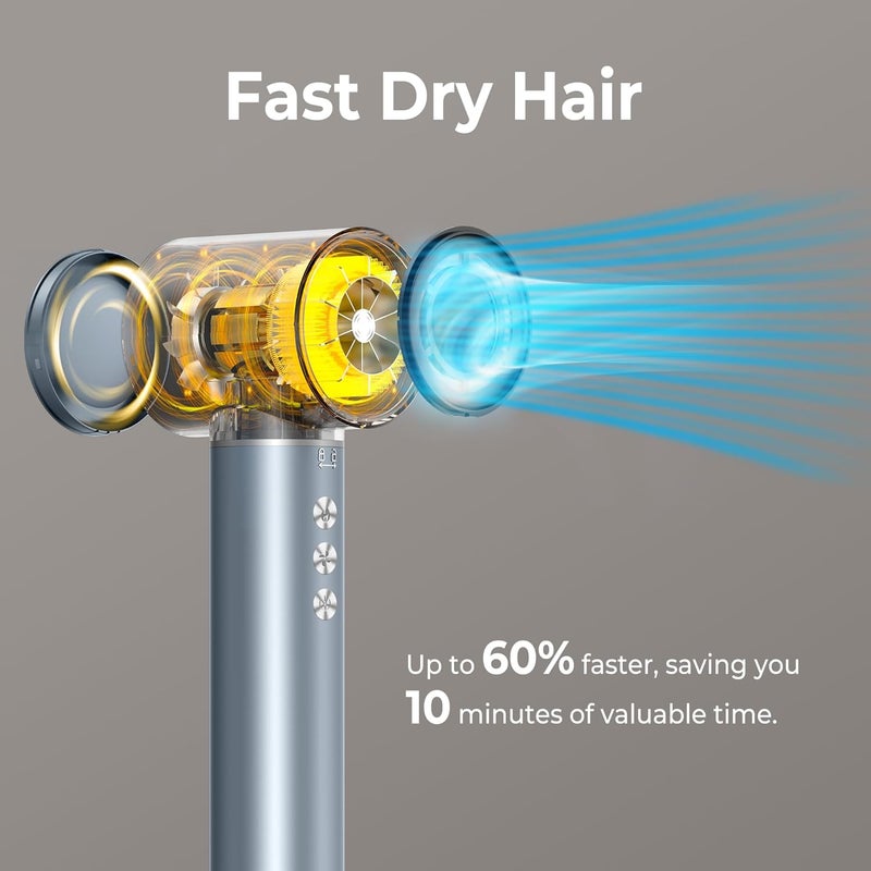 5 in 1 Hair Dryer Brush, 1300W 110000 RPM High-Speed Negative Ionic Hair Dryer, Air Styling Curling Iron, 3 Temps 3 Wind Hot Air Brsuh, Oval Brush, Hair Straightener Brush, Hair Styler Tools (Gray) - Image 4