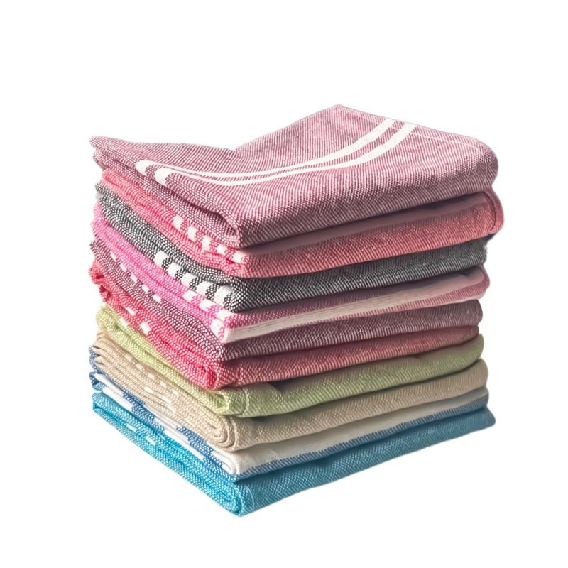 Värde® 10 Pcs Dishcloths | 12x16 Inches | Bulk Cotton Kitchen Cleaning Dish Cloths | Scrubbing Wash Cloth Sets | Multipurpose Cloth | 100% Cotton. (Multicolor, Set of 10) - Image 5