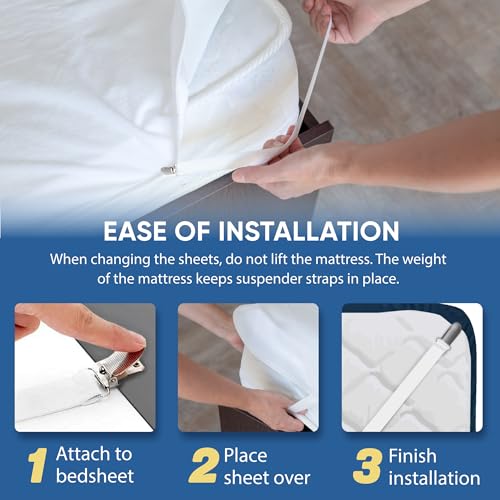 Sheet Suspenders Original Bed Sheet Straps with Clips Holder - Fitted Sheet Straps, Bed Sheet Holder, Bedsheet Clips/Straps - Fits All Mattress Sizes - Image 3