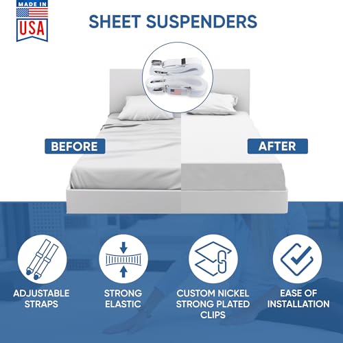 Sheet Suspenders Original Bed Sheet Straps with Clips Holder - Fitted Sheet Straps, Bed Sheet Holder, Bedsheet Clips/Straps - Fits All Mattress Sizes - Image 4