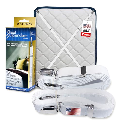 Sheet Suspenders Original Bed Sheet Straps with Clips Holder - Fitted Sheet Straps, Bed Sheet Holder, Bedsheet Clips/Straps - Fits All Mattress Sizes - Image 1