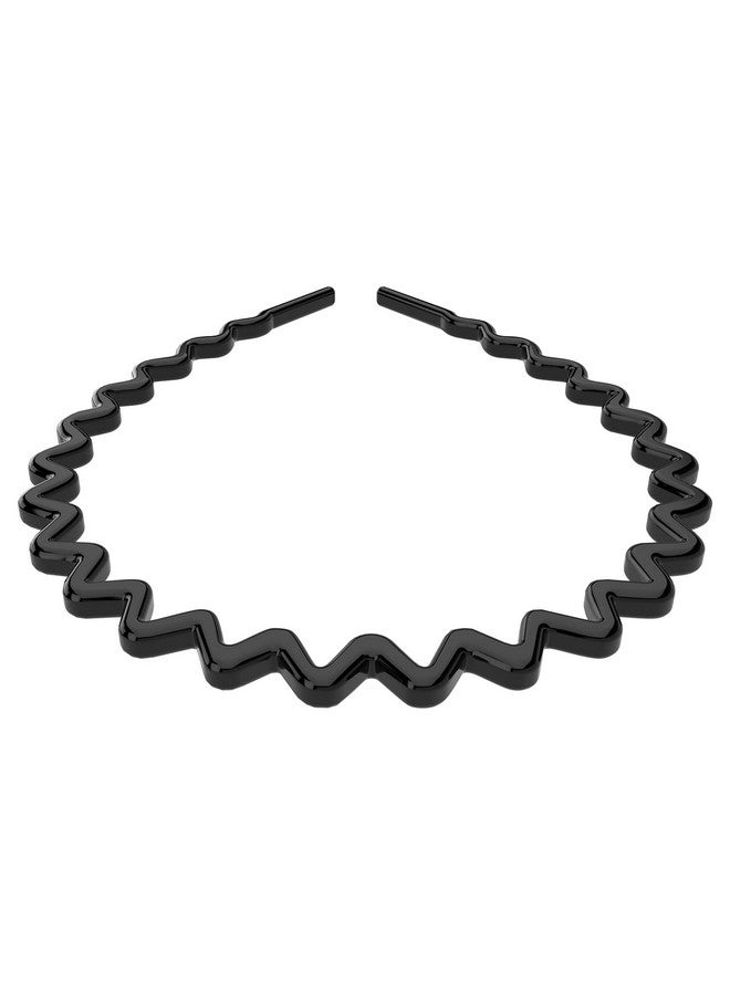 HYFEEL Wavy Headbands Plastic Skinny Thin Non-Slip Flexible Hair Bands Simple Hoops Hair Accessories for Women and Men Solid Colors (Black) - Image 1