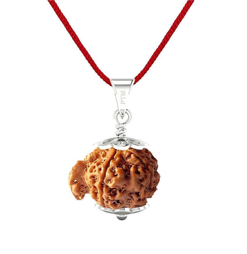 PTM رودراکشا نيبالي أصلي معتمد 1/2/3/4/5/6/7/8/9/10/11/غانش/غوريشانكار بموخى فلكي قلادة فضة استرلينية 925 علامة BIS للرجال والنساء - Image 1