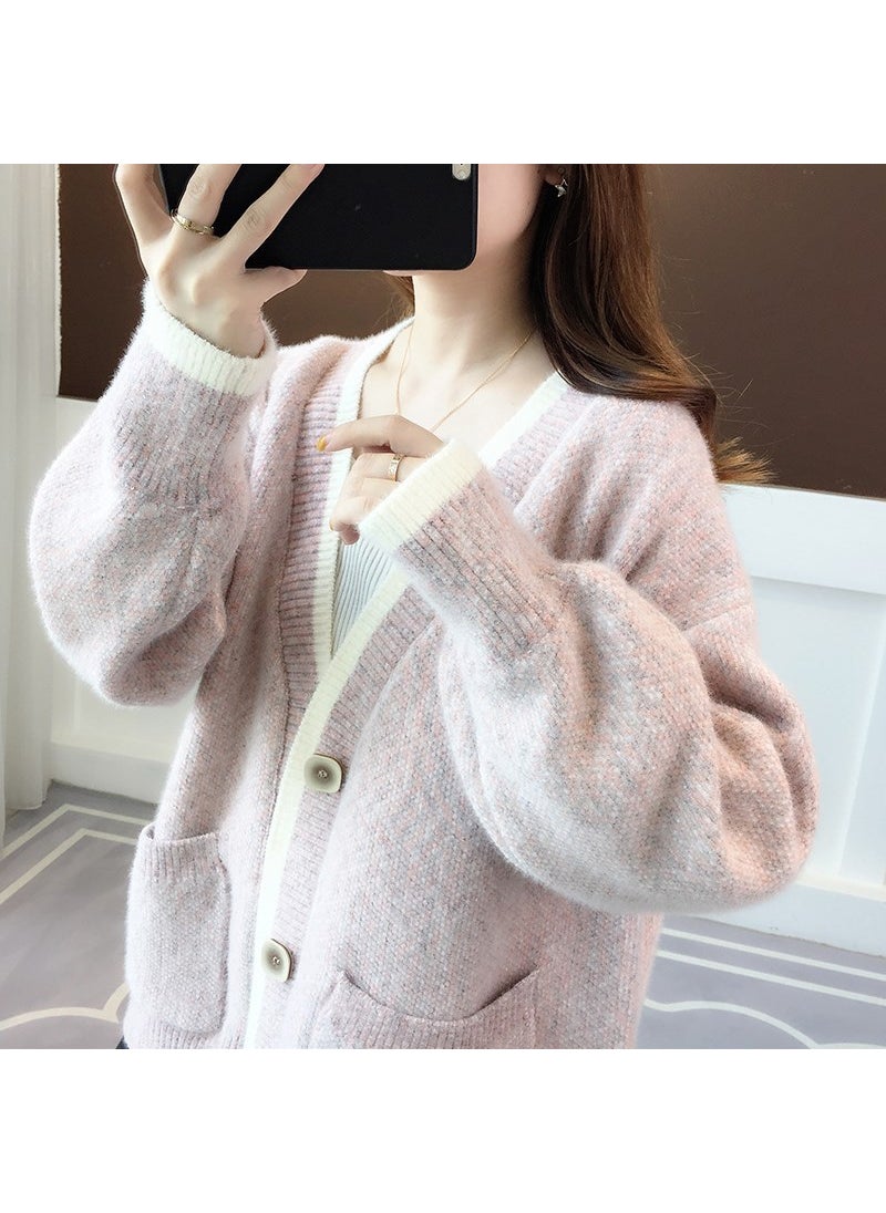 Generic Autumn 2024 New Explosions Women's Sweater Loose Outer Wear Knitted Cardigan Early Autumn Mink Velvet Jacket  - Image 2