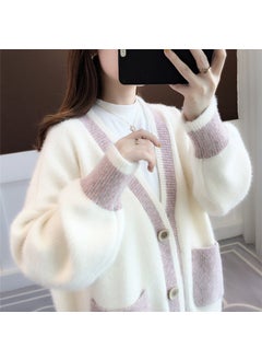 Generic Autumn 2024 New Explosions Women's Sweater Loose Outer Wear Knitted Cardigan Early Autumn Mink Velvet Jacket  - Image 5
