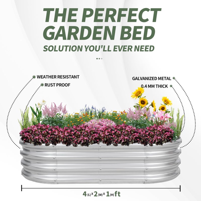 1MORE Galvanized Raised Garden Bed- Planter Garden Boxes Outdoor, Raised Beds for Gardening, 4x2x1ft Metal Garden Bed Kit for Vegetables Flower, Planter Raised Beds with Tools.Silver-2pack - Image 4