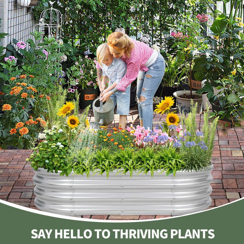 1MORE Galvanized Raised Garden Bed- Planter Garden Boxes Outdoor, Raised Beds for Gardening, 4x2x1ft Metal Garden Bed Kit for Vegetables Flower, Planter Raised Beds with Tools.Silver-2pack - Image 2