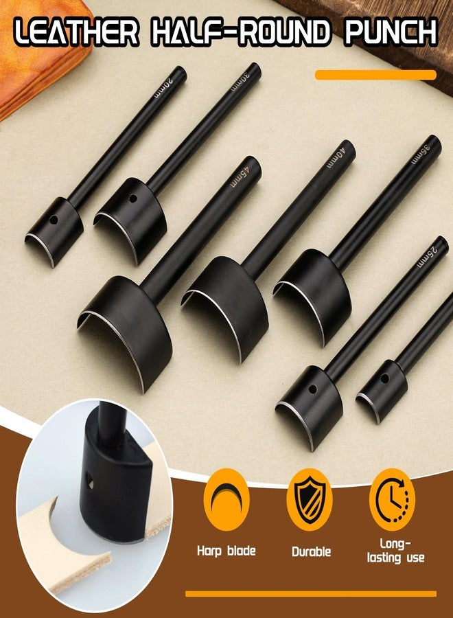 DIUDUS 7 Sizes Leather Corner Punch, Half-Round Punch Set, Leather Belt Cutter End Punch Tool, Belt Cutting Tool, Leatherworking Tools for Strap Belts, Wallet, Bags (From15mm to 45mm) - Image 4