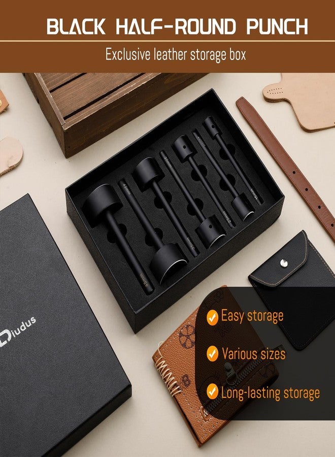 DIUDUS 7 Sizes Leather Corner Punch, Half-Round Punch Set, Leather Belt Cutter End Punch Tool, Belt Cutting Tool, Leatherworking Tools for Strap Belts, Wallet, Bags (From15mm to 45mm) - Image 3