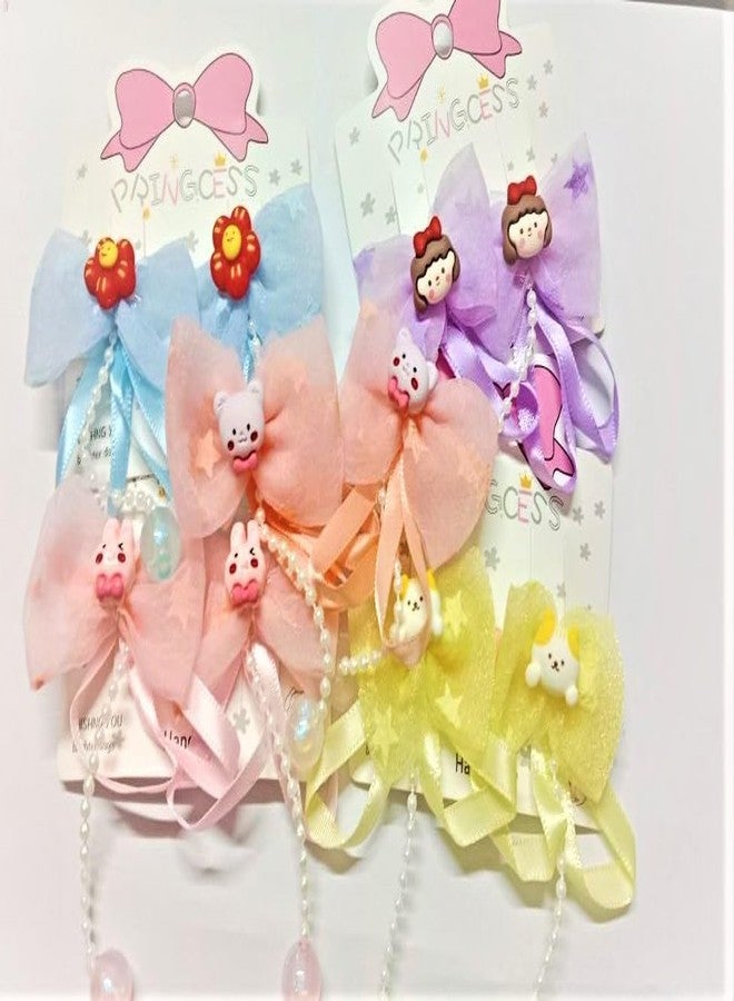 Plenteous Fancy Shiny Bow Hair Clips for Girls and Kids - Pack of 2 Stylish Beaded Hair Pins for Wedding & Party Looks - Image 4