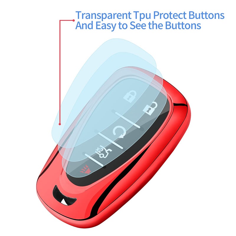 Sindeda for Chevrolet Key Fob Cover With Keychain Soft TPU Full Protection Key Shell Case Compatible with Chevrolet 2016-2025 Chevy Malibu Camaro Cruze Traverse Sonic Volt Bolt Equinox-Red - Image 4