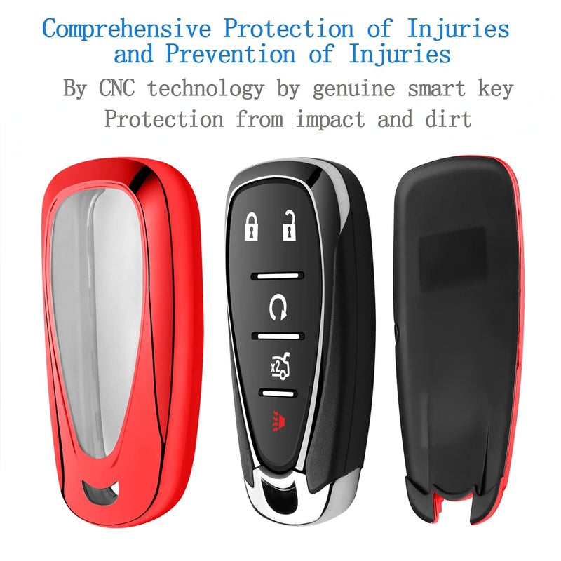 Sindeda for Chevrolet Key Fob Cover With Keychain Soft TPU Full Protection Key Shell Case Compatible with Chevrolet 2016-2025 Chevy Malibu Camaro Cruze Traverse Sonic Volt Bolt Equinox-Red - Image 5