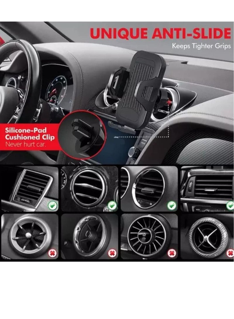 Car Phone Holder Mount, One Release Button, 3 in 1 For Air Mount Vent and Dashboard, Ultra Stable & Adjustable Smartphone Holder for iPhone, Samsung - Image 5