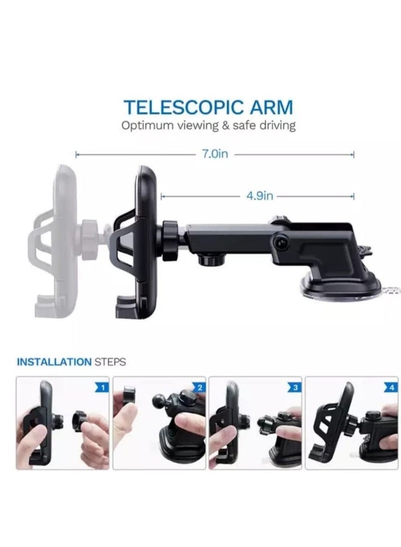 Car Phone Holder Mount, One Release Button, 3 in 1 For Air Mount Vent and Dashboard, Ultra Stable & Adjustable Smartphone Holder for iPhone, Samsung - Image 3