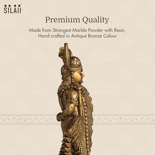 SILAII Lord Shrinathji Sculpture - 9 INCH (Young Krishna) in Antique Bronze Color – Shrinathji Murti/Krishna Idol for Home Temple, Pooja Room, Spiritual Décor & Religious Gift - Image 5